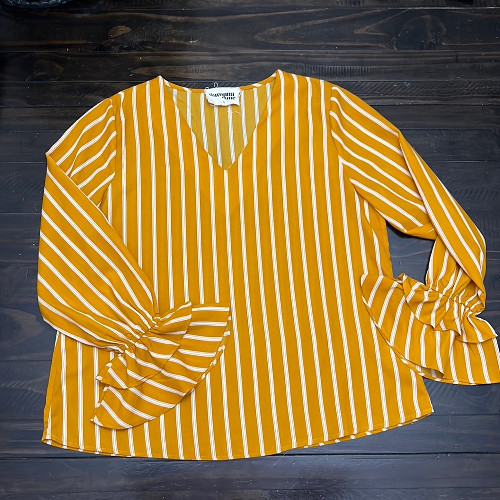 Ruffle Sleeve Mustard Yellow Blouse, Cavenders Western Wear for Women